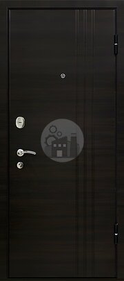 Стальная дверь с отделкой черным МДФ и МДФ-шпоном-ДВ-1281